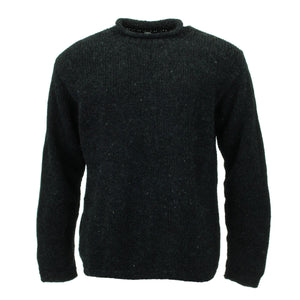 Hand Knitted Wool Jumper - Plain Charcoal