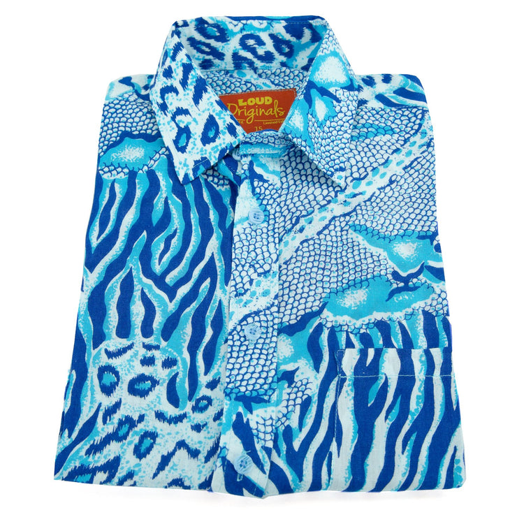 Regular Fit Short Sleeve Shirt - Jungle Menagerie - Blue