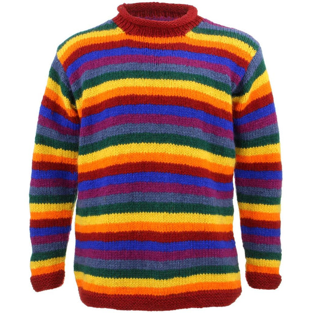 Chunky Wool Knit Striped Jumper - Rainbow