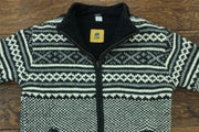 Hand Knitted Wool Jacket Cardigan - Fairisle Charcoal
