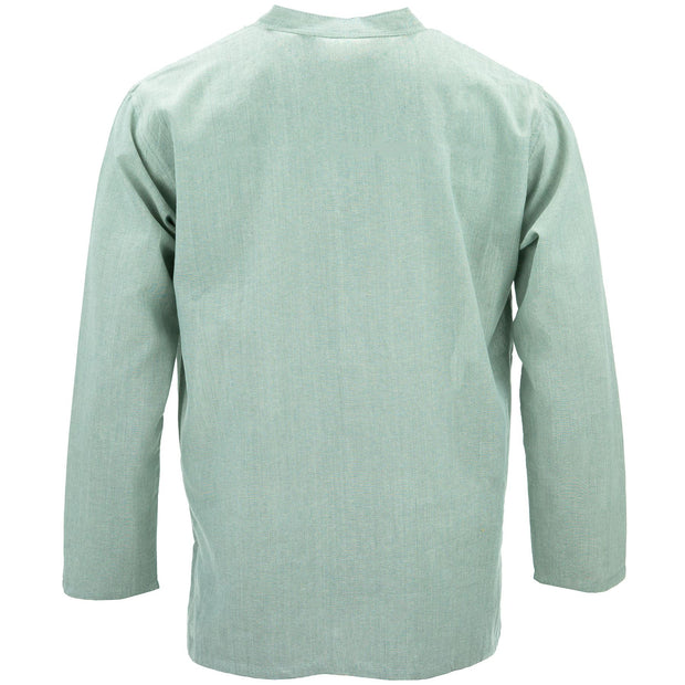 Cotton Grandad Collar Shirt - Grey
