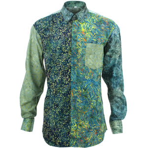 Regular fit langærmet skjorte - random mixed batik - mørkeblå