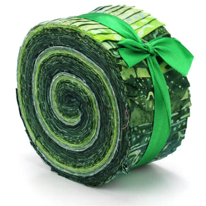 Cotton Batik Pre Cut Fabric Bundles - Jelly Roll  - Jungle Green