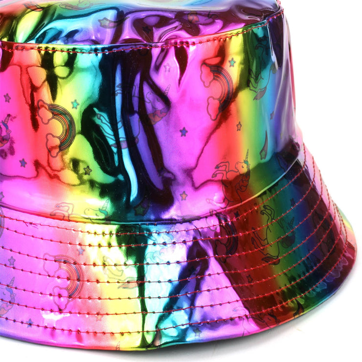 Holographic Bucket Hat - Shiny Unicorn Rainbow