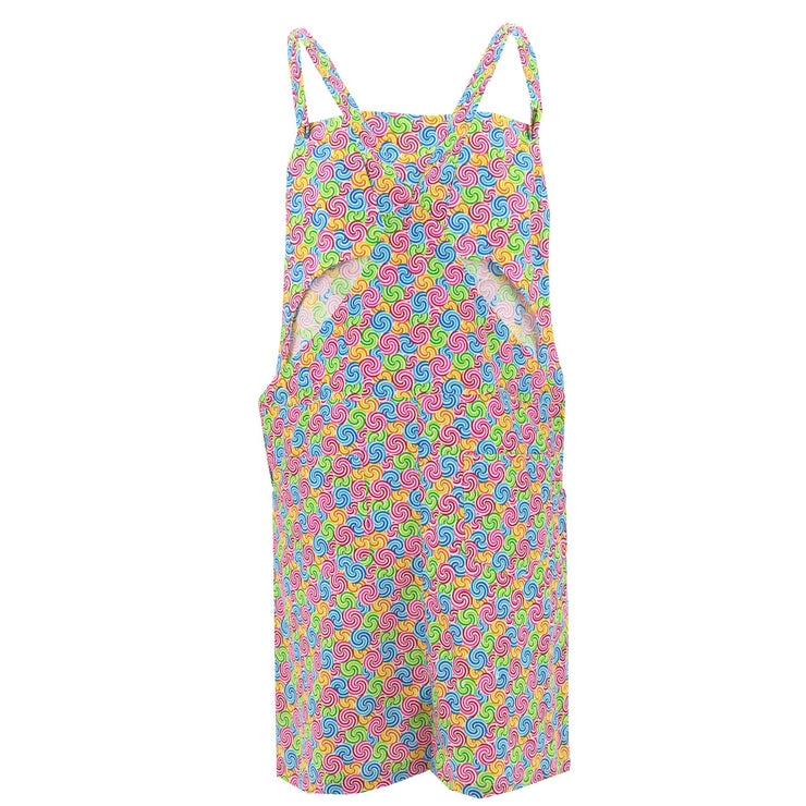 Chic Tea Shift Dungaree Dress - Swirling Candy