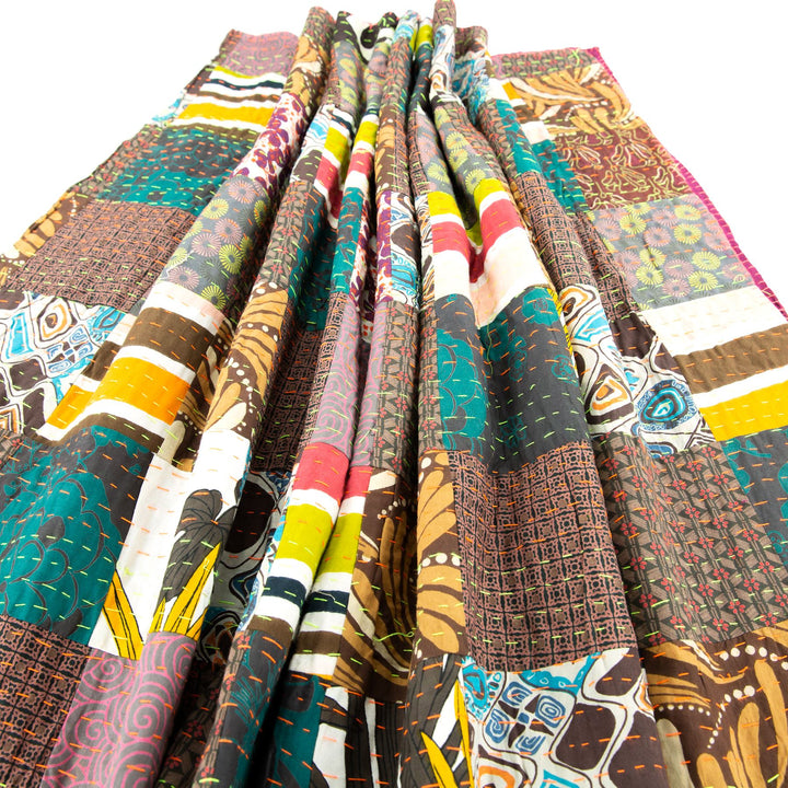 Handmade Patchwork Batik Printed Throw - Cedar