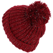 Tinsel Bobble Beanie Hat - Red