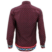 Tailored Fit Long Sleeve Shirt - Red Abstract