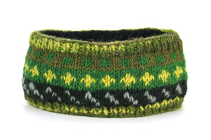 Bandeau en laine tricoté main - 17 vert