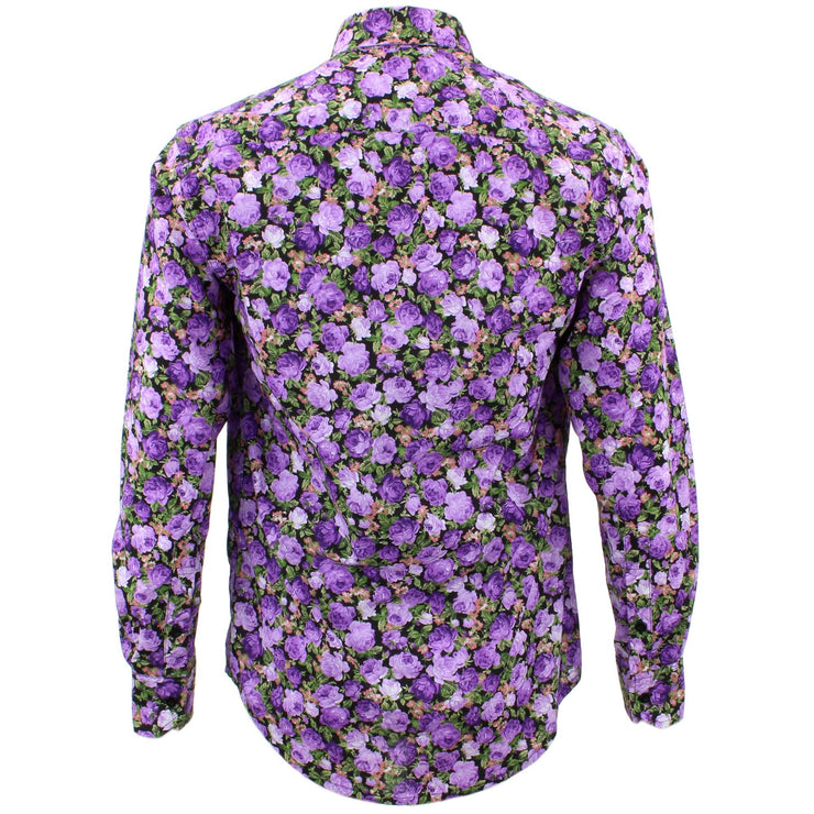 Tailored Fit Long Sleeve Shirt - Bright Purple Floral
