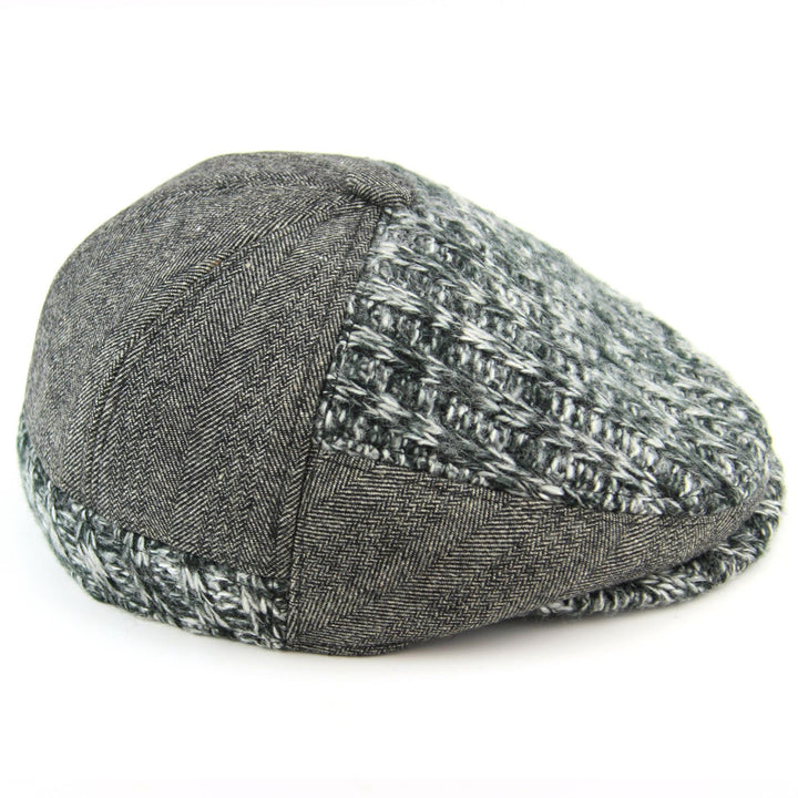 Chunky knit herringbone structured flat cap - Grey