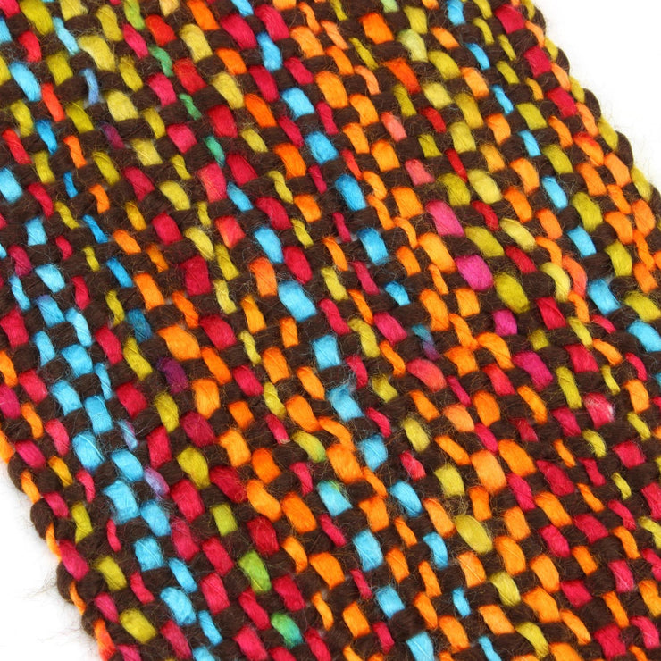 Long Chunky Knit Acrylic Scarf - Brown Multi