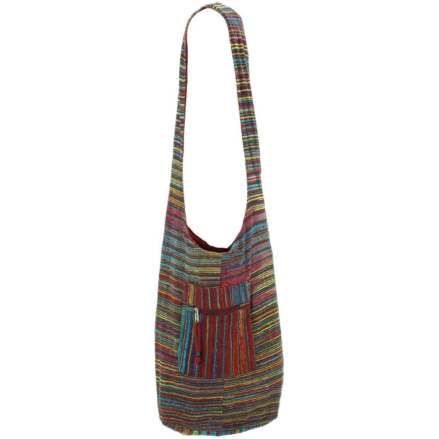 Striped Chenille Sling Shoulder Bag  - Purple Multi