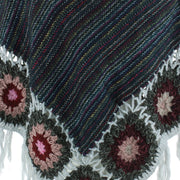 Granny Squares Crochet Poncho Short - Blue/Grey