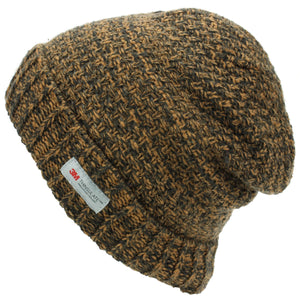 Textured Weave Beanie Hat - Brown