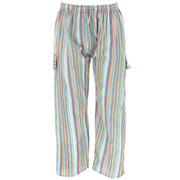 Striped Cotton Cargo Trousers Pants - Bright Multi