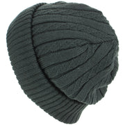 Fine Knit Beanie Hat with Super Soft Fleece Lining - Grey