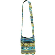 Cotton Canvas Sling Shoulder Bag - Aztec Blue Yellow