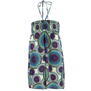 Halterneck Wrinkle Dress - Blue Kaleidoscope