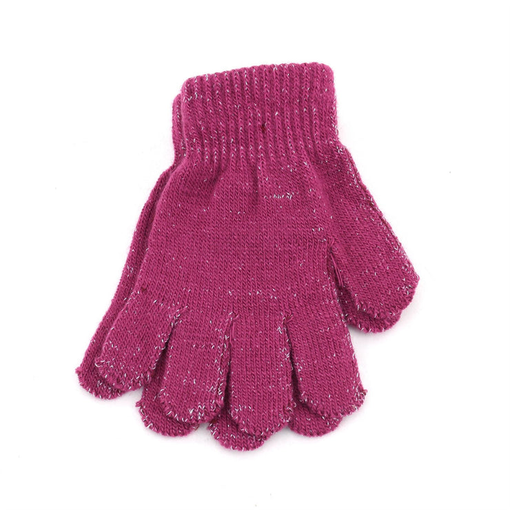 Kids Tinsel Gloves - Magenta