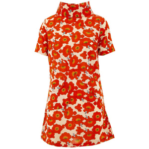 Sixties shift dress - orange blomst