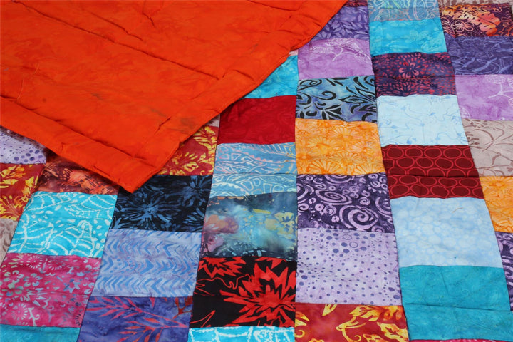 Handmade Quilted Patchwork Batik Printed Bedspread