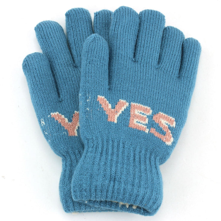 "Yes" Thick Gloves - Blue