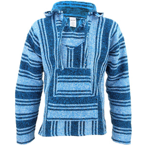 Mexikanischer Baja Jerga Kapuzenpullover – hellblau