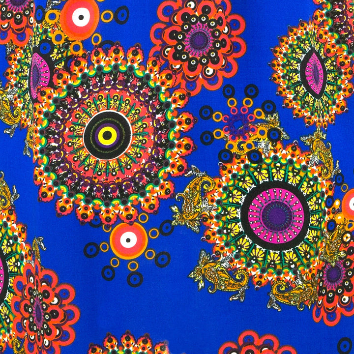 Halterneck Wrinkle Dress - Blue Fractal Suzani