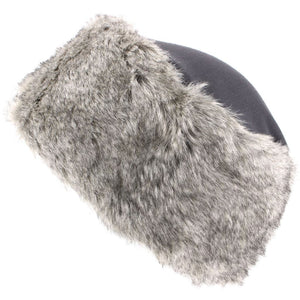 Ladies Faux Fur Hat with Jersey Crown - Grey