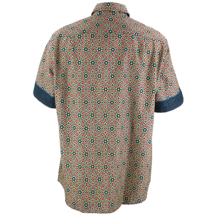 Regular Fit Short Sleeve Shirt - Green & Red Abstract