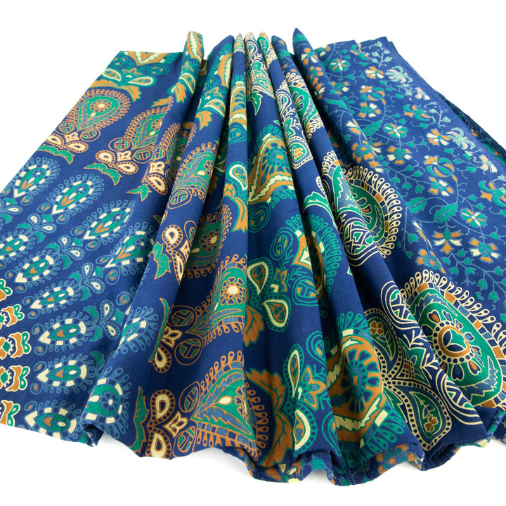 Block Printed Mandala Wall Hanging - Cobalt
