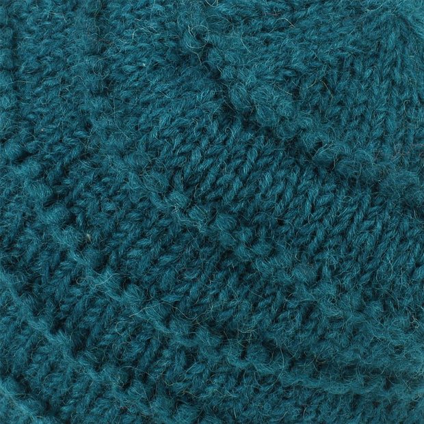 Chunky Ribbed Wool Knit Beanie Hat with Space Dye Design - Teal
