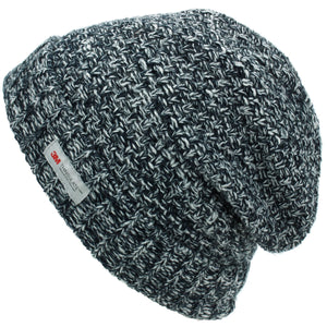 Strukturierte Beanie-Mütze aus Webstoff – Grau