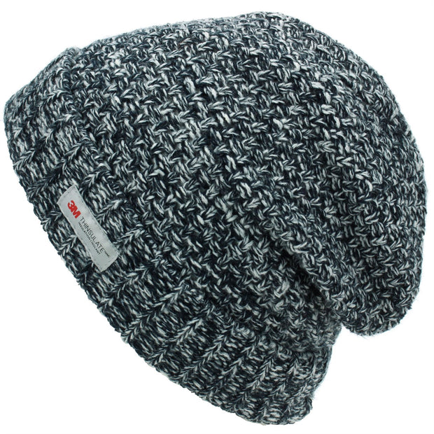 Textured Weave Beanie Hat - Grey