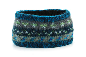 Handgestricktes Wollstirnband - 17 blau