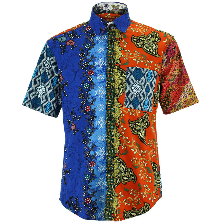 Regular Fit Short Sleeve Shirt - Random Mixed Panel - Traditional Batik