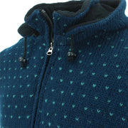 Chunky Wool Knit Animal Hoodie - Panda - Navy