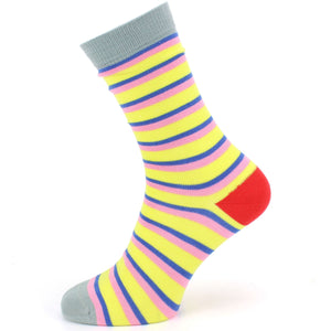 Bamboo Socks - Stripe - Yellow Pink Blue