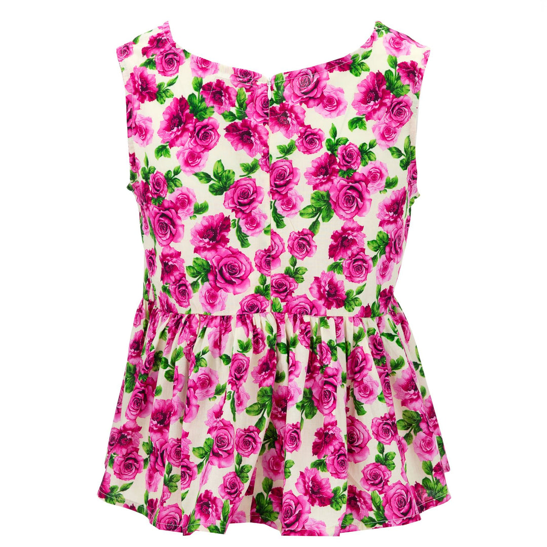 Ruched Box Top - Cerise Rose