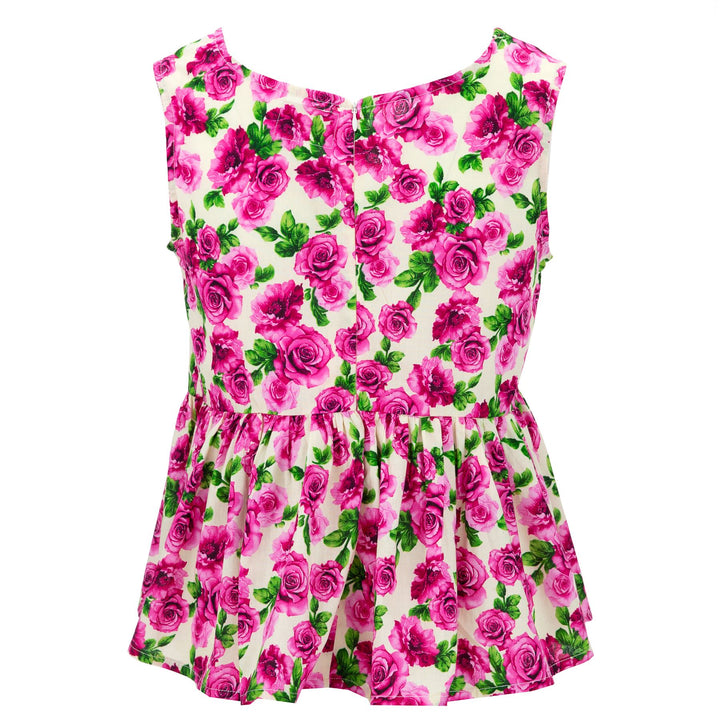 Ruched Box Top - Cerise Rose