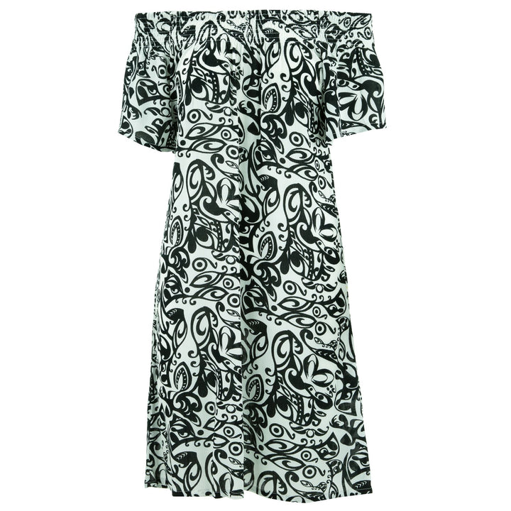 Shirred Comfy Dress - Mono Vines