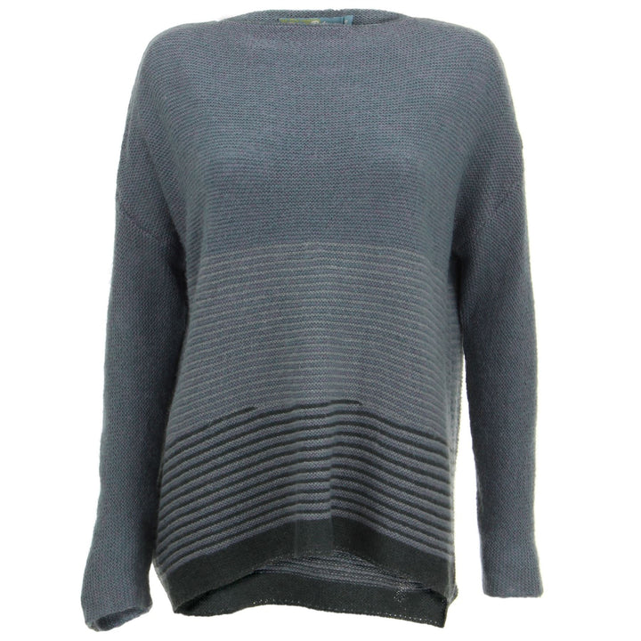 Wool Blend Knit Jumper with Fine Stripe Design - Blue