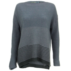 Wool Blend Knit Jumper with Fine Stripe Design - Blue