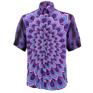 Regular fit kortærmet skjorte - peacock mandala - dyb lilla