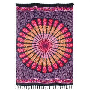 Viskose-Rayon-Sarong – Mandala – Rosa und Orange