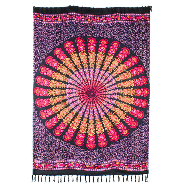 Viscose Rayon Sarong - Mandala - Pink & Orange