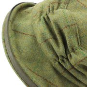 Ladies Wool Tweed Cloche Hat with a Ruched Crown - Mid Green