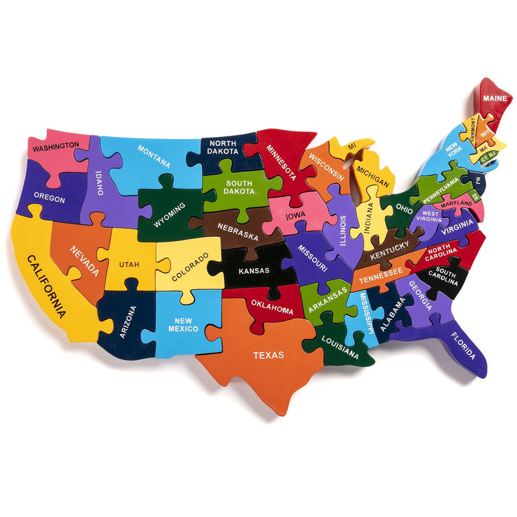 Handmade Wooden Jigsaw Puzzle - Map of the USA