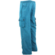 Classic Nepalese Lightweight Cotton Plain Cargo Trousers Pants - Turquoise